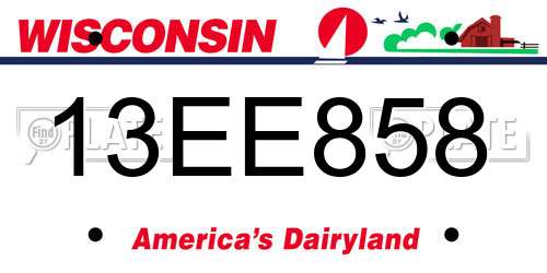 13EE858 Wisconsin License Plate