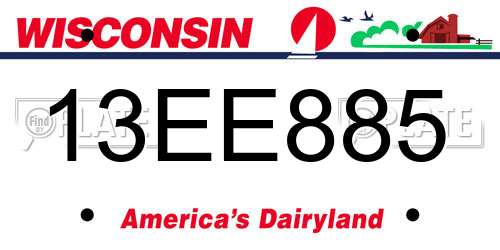 13EE885 Wisconsin License Plate