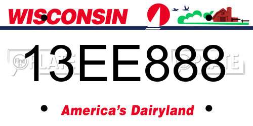 13EE888 Wisconsin License Plate