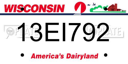 13EI792 Wisconsin License Plate
