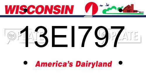 13EI797 Wisconsin License Plate