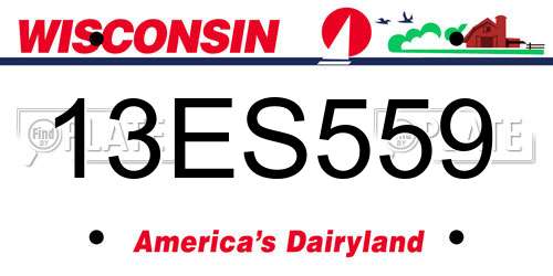 13ES559 Wisconsin License Plate