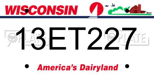 13ET227 Wisconsin License Plate