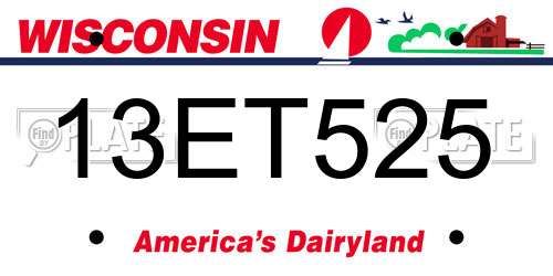 13ET525 Wisconsin License Plate