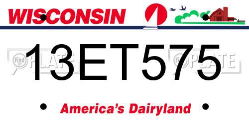13ET575 Wisconsin License Plate