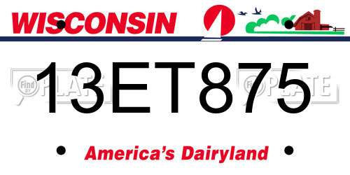 13ET875 Wisconsin License Plate