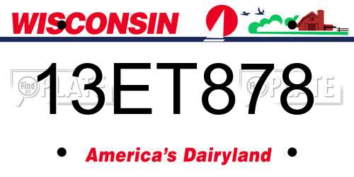 13ET878 Wisconsin License Plate