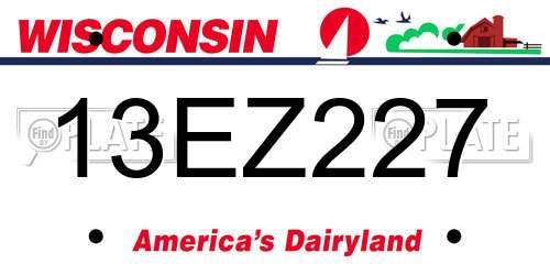 13EZ227 Wisconsin License Plate