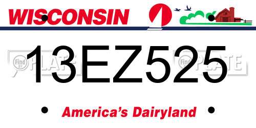 13EZ525 Wisconsin License Plate