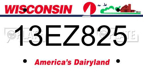 13EZ825 Wisconsin License Plate