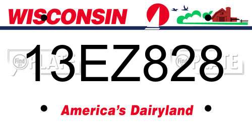 13EZ828 Wisconsin License Plate