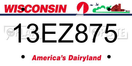 13EZ875 Wisconsin License Plate