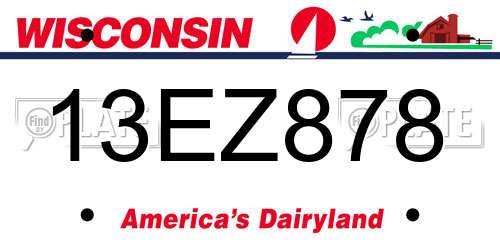 13EZ878 Wisconsin License Plate