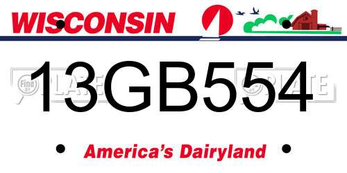 13GB554 Wisconsin License Plate