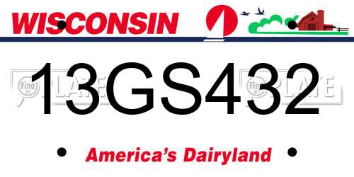 13GS432 Wisconsin License Plate
