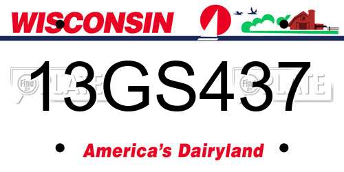 13GS437 Wisconsin License Plate
