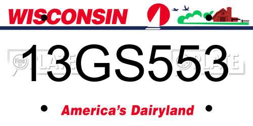 13GS553 Wisconsin License Plate