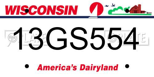 13GS554 Wisconsin License Plate