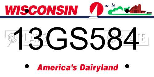 13GS584 Wisconsin License Plate