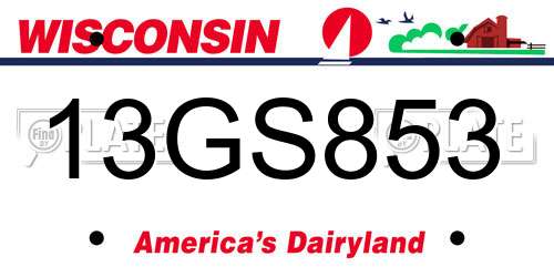 13GS853 Wisconsin License Plate