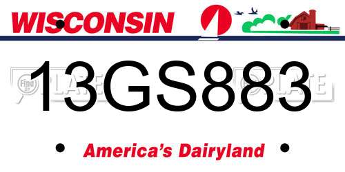 13GS883 Wisconsin License Plate