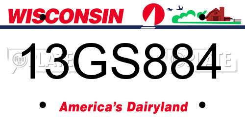 13GS884 Wisconsin License Plate