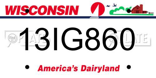 13IG860 Wisconsin License Plate