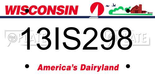 13IS298 Wisconsin License Plate