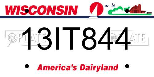 13IT844 Wisconsin License Plate