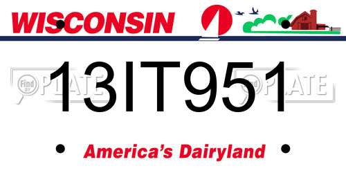 13IT951 Wisconsin License Plate