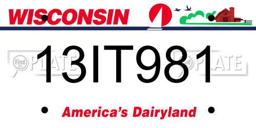 13IT981 Wisconsin License Plate