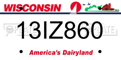 13IZ860 Wisconsin License Plate