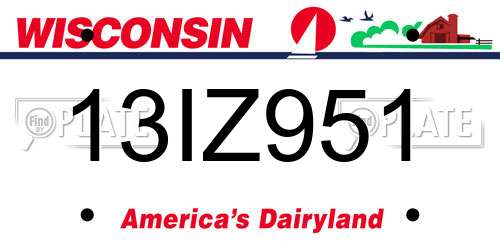 13IZ951 Wisconsin License Plate