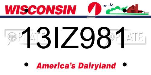 13IZ981 Wisconsin License Plate