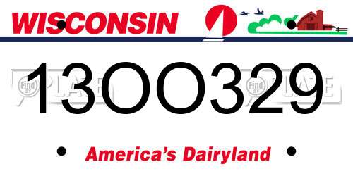13OO329 Wisconsin License Plate