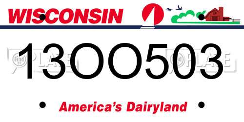 13OO503 Wisconsin License Plate