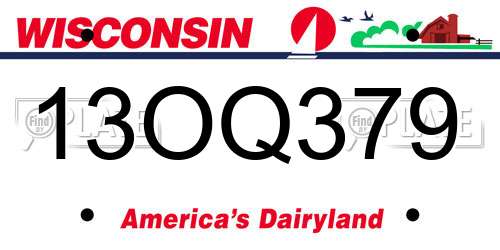 13OQ379 Wisconsin License Plate