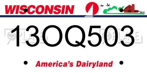 13OQ503 Wisconsin License Plate