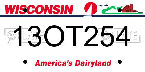 13OT254 Wisconsin License Plate
