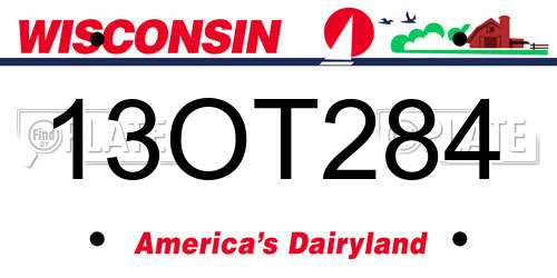 13OT284 Wisconsin License Plate