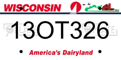 13OT326 Wisconsin License Plate