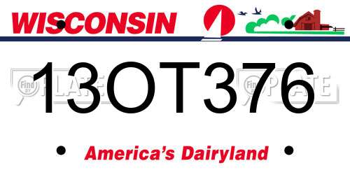 13OT376 Wisconsin License Plate