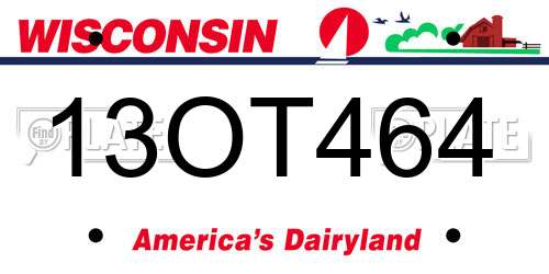 13OT464 Wisconsin License Plate