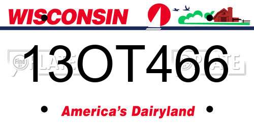 13OT466 Wisconsin License Plate