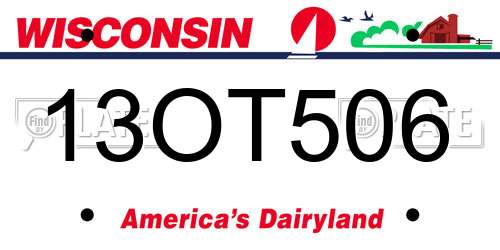 13OT506 Wisconsin License Plate