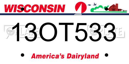 13OT533 Wisconsin License Plate