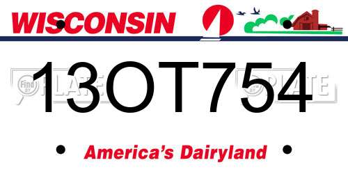 13OT754 Wisconsin License Plate
