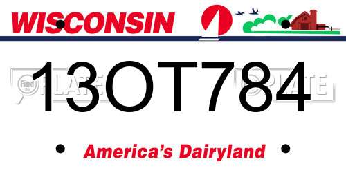 13OT784 Wisconsin License Plate