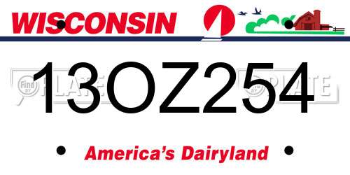 13OZ254 Wisconsin License Plate