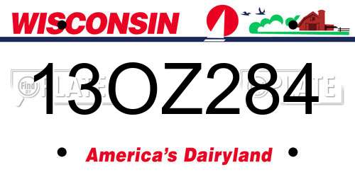 13OZ284 Wisconsin License Plate